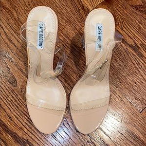 Clear Strap Block Heeled Sandals